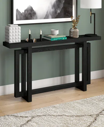 Hudson & Canal 55" Breslow Wide Rectangular Console Table In Black Grain
