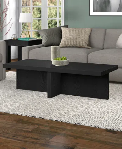 Hudson & Canal 54" Elna Wide Rectangular Coffee Table In Black Grain