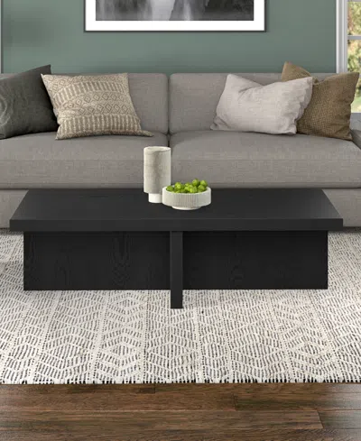 Hudson & Canal 54" Elna Wide Rectangular Coffee Table In Black Grain