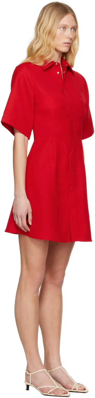 Ami Alexandre Mattiussi Ami Paris Short-sleeved Shirtdress In Coquelicot