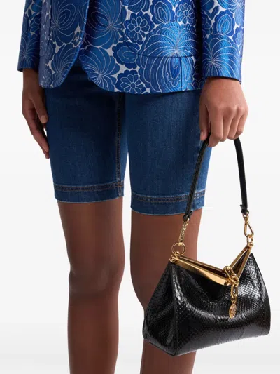 Etro Small Vela Leather Shoulder Bag In Black