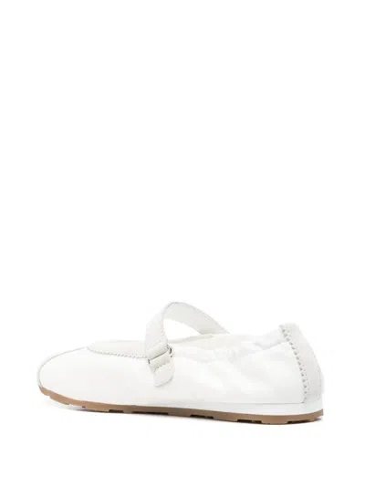 Miu Miu Plume Technical Fabric And Suede Ballerinas In Weiss