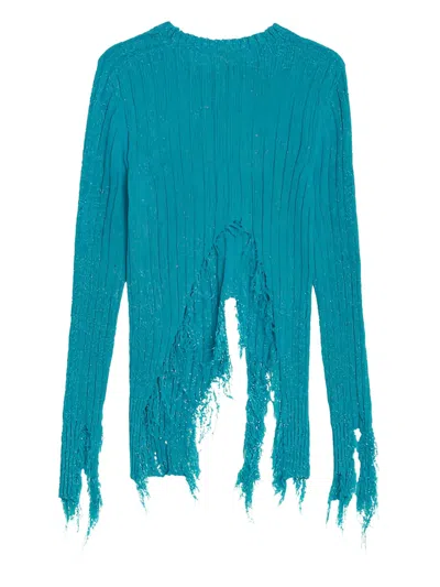 A Paper Kid Distressed-finish Sweater In Blau