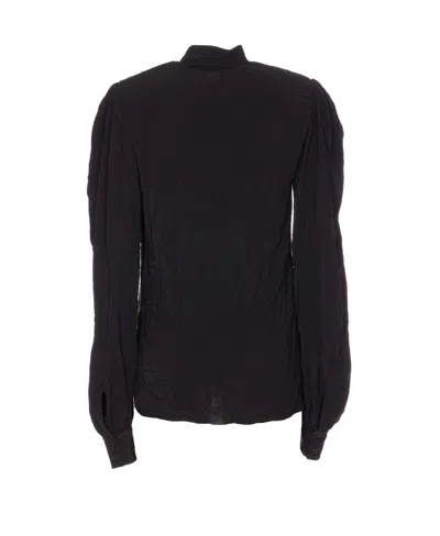 Balenciaga Bow Detail Puff Sleeve Shirt In Black