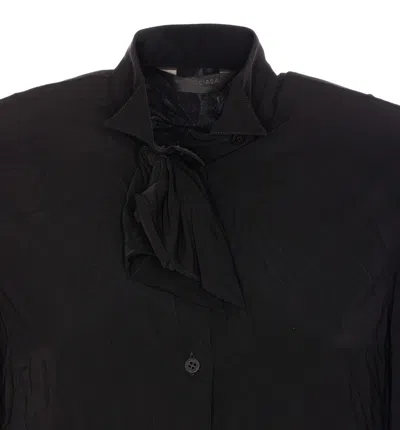 Balenciaga Bow Detail Puff Sleeve Shirt In Black