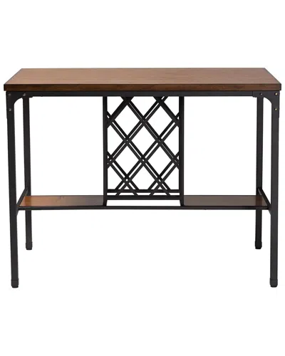 Baxton Studio Vintner Industrial Pub Table With Built-in Wine Cage
