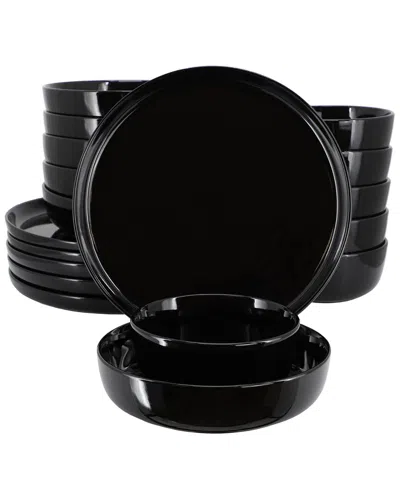 Elama Duncan 18 Piece Porcelain Dinnerware Set In Black