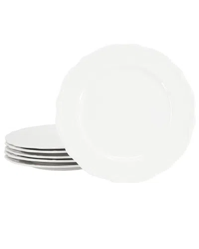 Elama Henryi 6 Piece 10.6 Inch Porcelain Dinner Plate Set In White