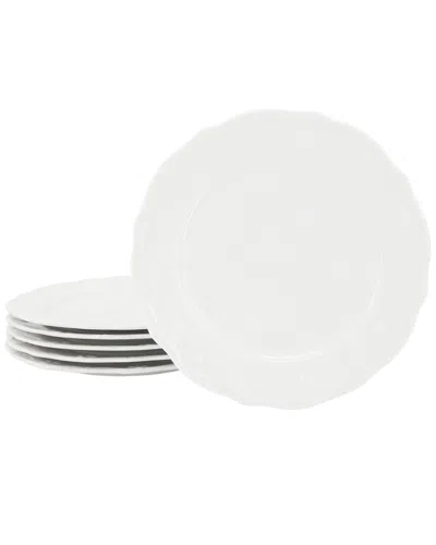 Elama Henryi 6 Piece 10.6 Inch Porcelain Dinner Plate Set In White