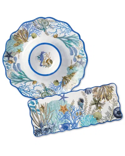 Certified International Blue Lagoon Melamine 2-piece Appetizer Set