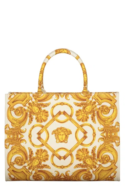Versace Medusa Barocco Tote Bag In Ivory