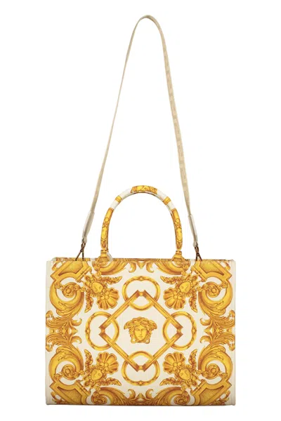 Versace Medusa Barocco Tote Bag In Ivory