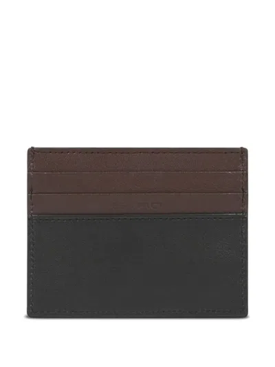 Etro Small Two-tone Leather Cardholder In Black