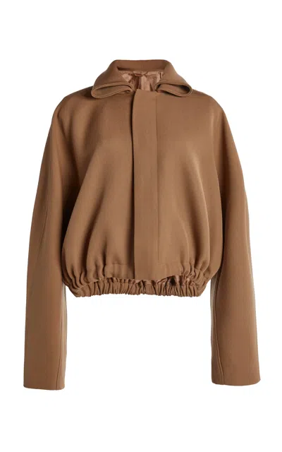 Victoria Beckham Rolled-neck Virgin Wool Bomber In Green