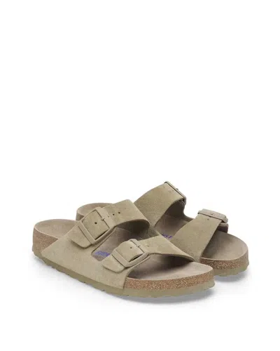 Birkenstock Arizona Suede Dual-buckle Slide Sandals In Toni Neutri