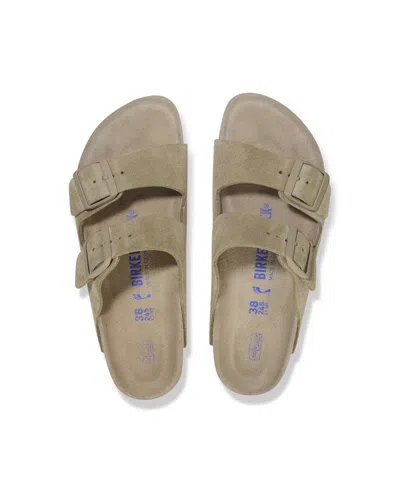 Birkenstock Arizona Suede Dual-buckle Slide Sandals In Toni Neutri