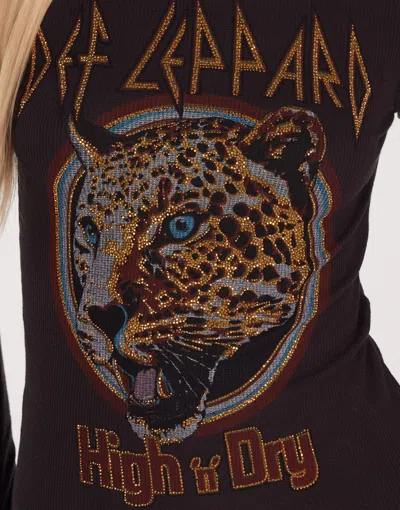 Lauren Moshi Mckinley Def Leppard High & Dry Thermal Top In Onyx