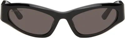 Balenciaga Black Logo Cateye Sunglasses In 001 Black