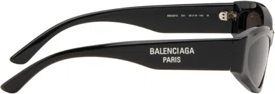 Balenciaga Black Logo Cateye Sunglasses In 001 Black