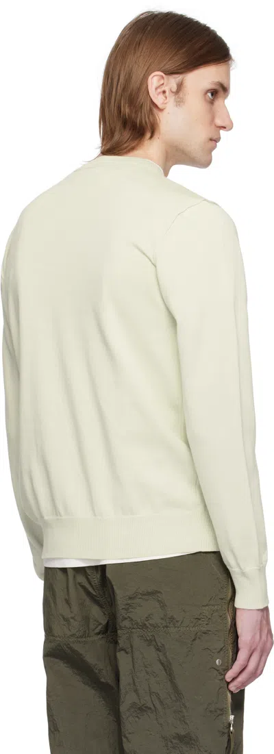 Stone Island Ivory Ribbed Knit Sweater With Crew Neckline In Multi