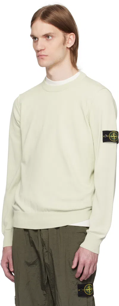 Stone Island Ivory Ribbed Knit Sweater With Crew Neckline In Multi