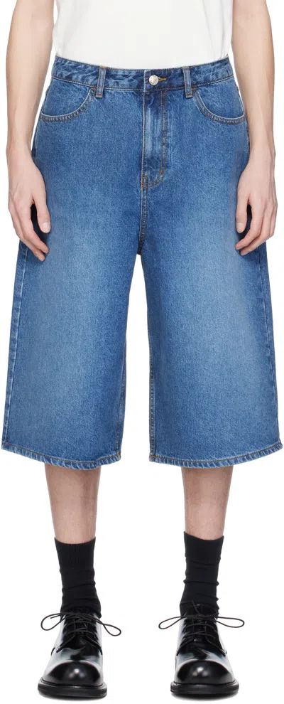 Ader Error Blue Sig; Trs Tag 01 Denim Shorts In Blue