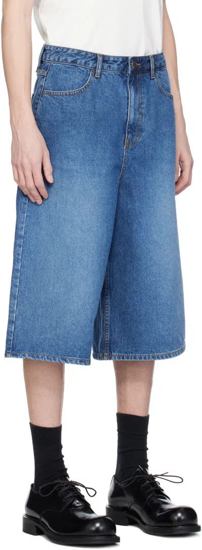 Ader Error Blue Sig; Trs Tag 01 Denim Shorts In Blue