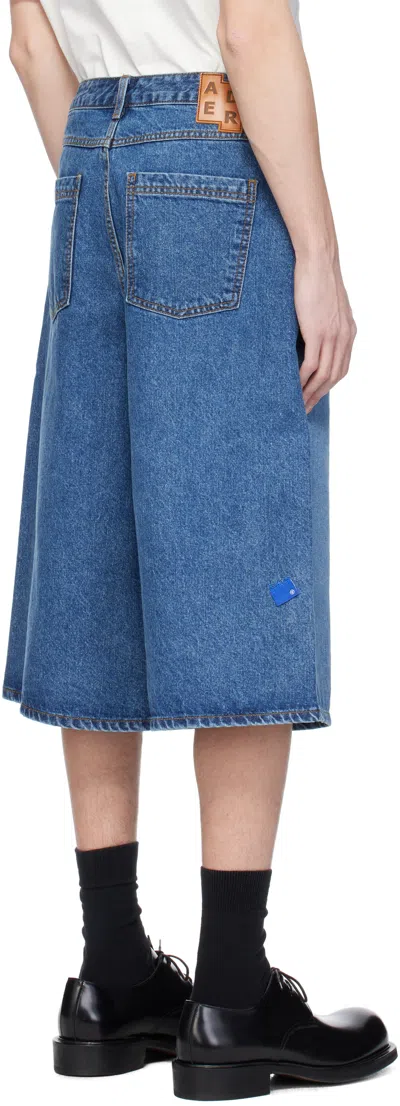 Ader Error Blue Sig; Trs Tag 01 Denim Shorts In Blue