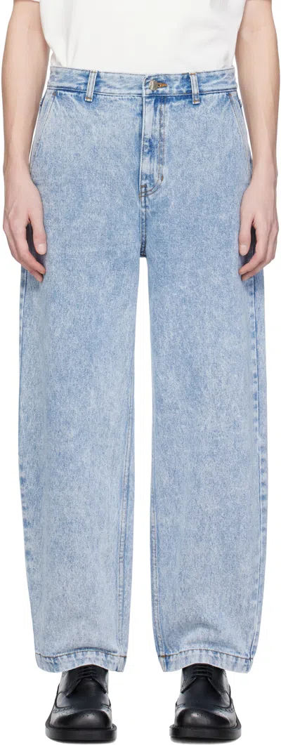 Ader Error Jeans With Belt Loops In Sky Blue