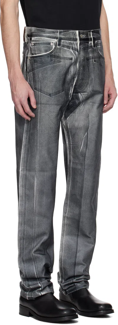 Karmuel Young Black Overprinted Foil Cuboid Jeans In Black