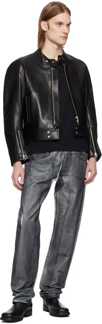 Karmuel Young Black Overprinted Foil Cuboid Jeans In Black