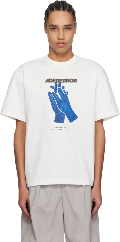 Ader Error Hand-print Cotton T-shirt In Off White