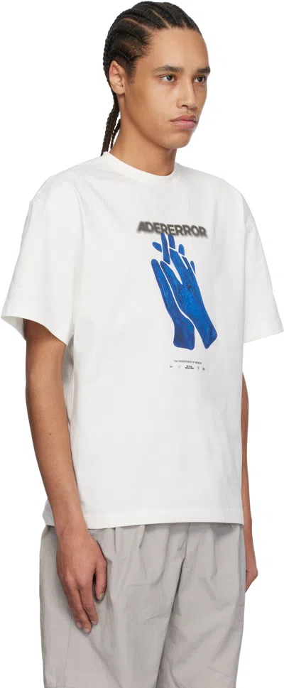 Ader Error Hand-print Cotton T-shirt In Off White
