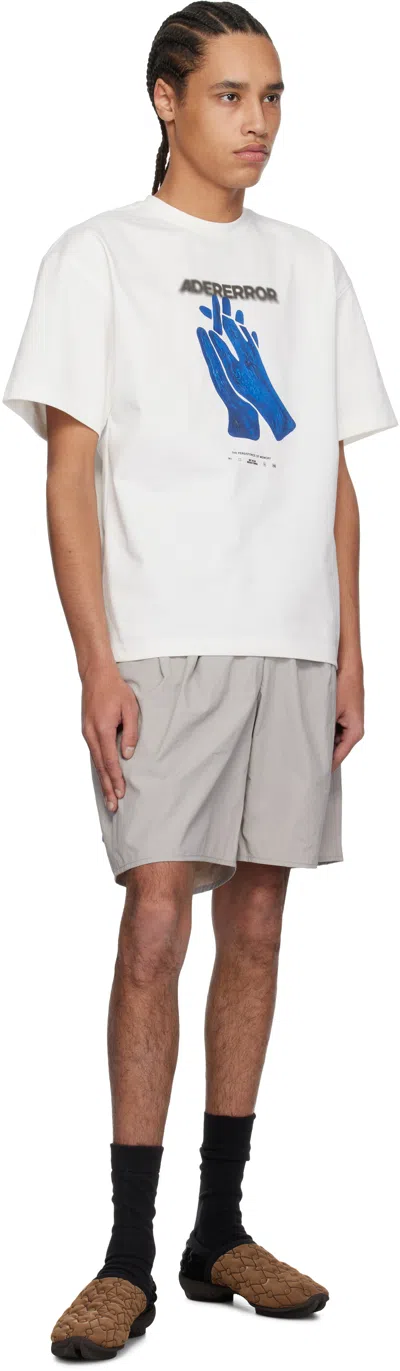 Ader Error Hand-print Cotton T-shirt In Off White