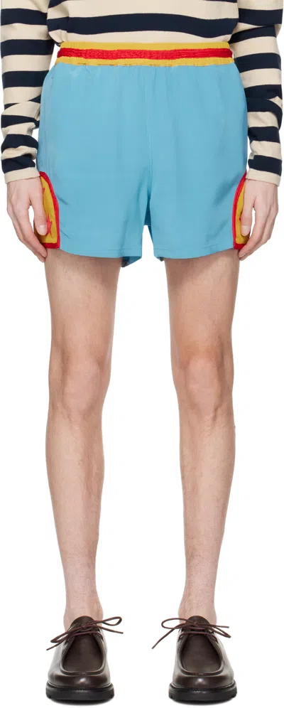 Bode Blue Star Field Shorts In Blue Multi