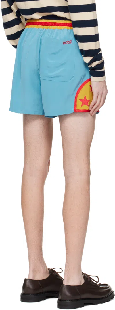 Bode Blue Star Field Shorts In Blue Multi