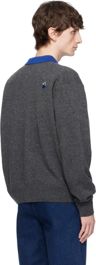 Ader Error Long-sleeved Cardigan In Charcoal