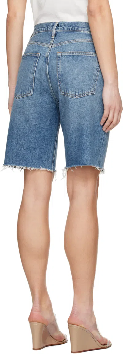 Agolde Blue Five-pocket Shorts With Button Closure In Ruin (md Vint Ind Cu