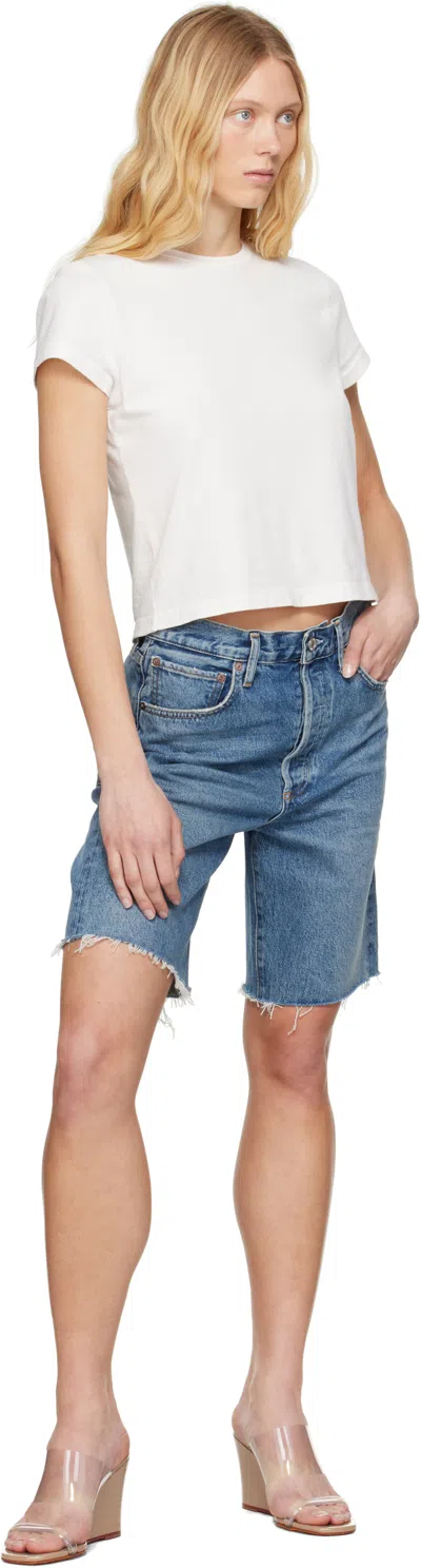 Agolde Blue Five-pocket Shorts With Button Closure In Ruin (md Vint Ind Cu