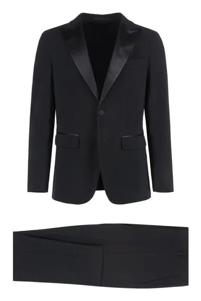 Dsquared2 Miami Virgin Wool Two-pieces Suit With Satin Lapels In Black