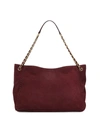 TORY BURCH MARION SLOUCHY SUEDE CHAIN TOTE BAG, PORT