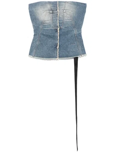 Rick Owens Drkshdw Bustier Top In Blue