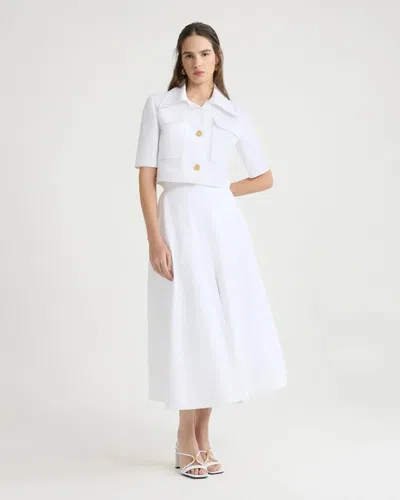 Patou Long A-line Skirt In Organic Cotton Gabardine In White