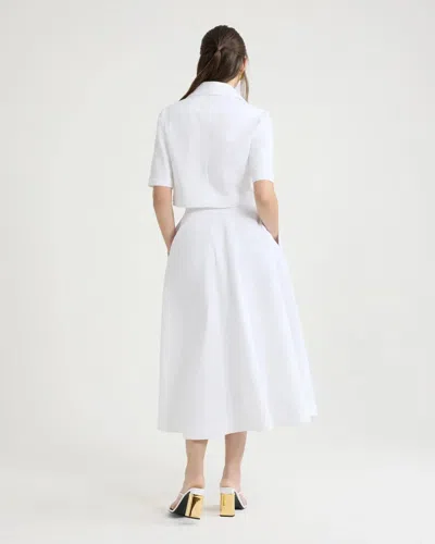 Patou Long A-line Skirt In Organic Cotton Gabardine In White