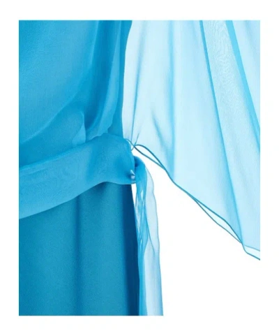 Alberta Ferretti Satin Maxi Dress In Blue