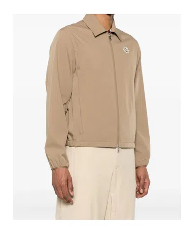 Moncler Evandro Jacket Cuffs Elasticated In Brown