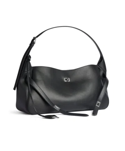 Balenciaga Women Black Leather Medium Bel Air Shoulder Bag
