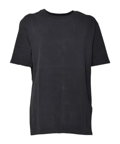 Jil Sander Classic Cotton Jersey T-shirt With Leather Logo Application In Black