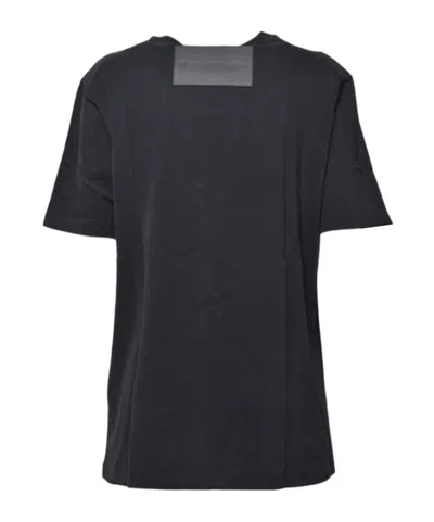 Jil Sander Classic Cotton Jersey T-shirt With Leather Logo Application In Black