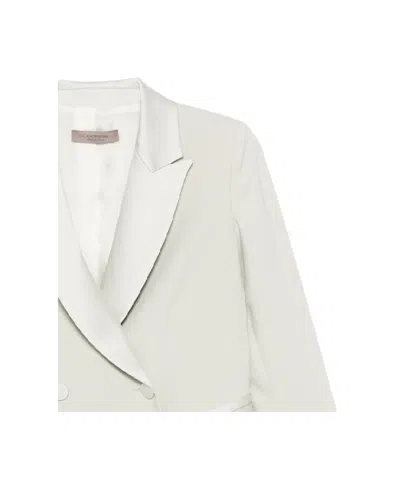 D Exterior D.exterior Light Green Double-breasted Blazer With Satin Lining In Neutral